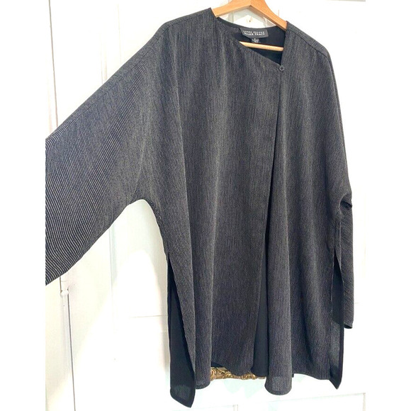 Linda Allard Ellen Tracy - black striped light jacket, tunic women's size 16 - Picture 2 of 10